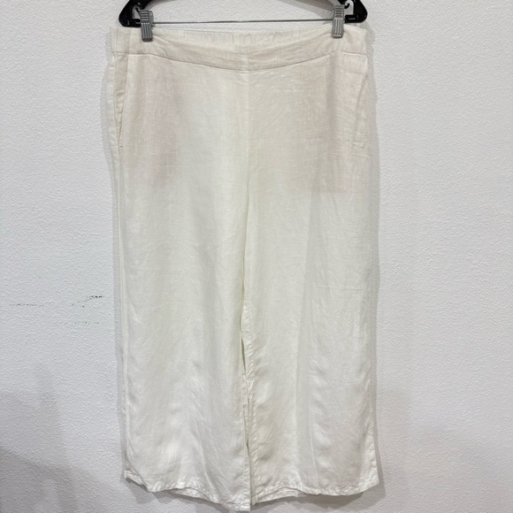 J.Jill Love Linen 100% Linen White Wide Leg Pants Women’s Size Large - Picture 1 of 2